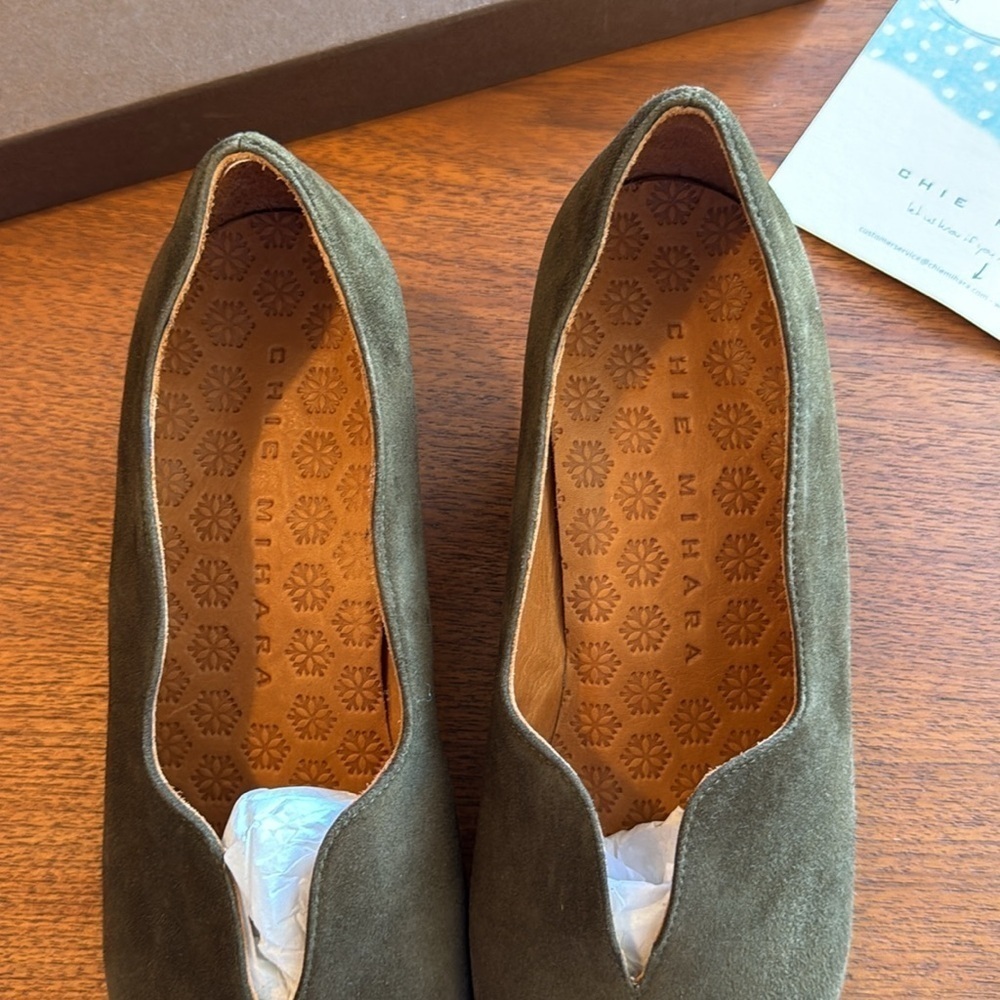 nib Chie Mihara “Rocal” Suede Low Heeled Loafers – in Olive Green size 9.5 - Picture 7 of 8
